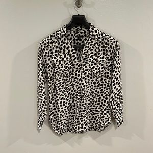 Ann Taylor Half Button Down Leopard Shirt size XSP